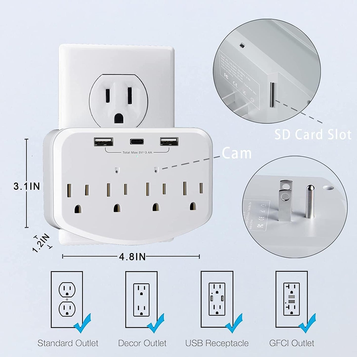 1080P Wireless Cameras Mini Small Security Wall Outlet WiFi Camera Indoor Camera for Home Security【Upgraded】