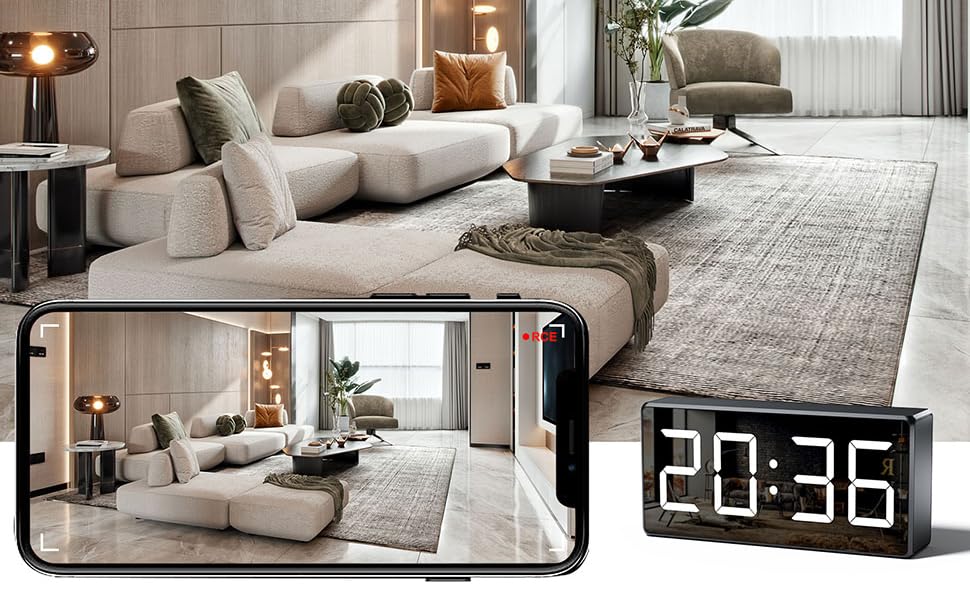 4K WiFi Camera Clock 5G Indoor Security Nanny Cam for Baby Monitor, Dog Camera with Motion Detection, Night Vision