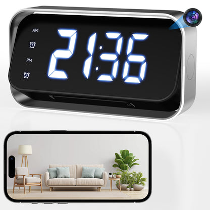 Hidden Camera Clock 1080P HD Mini Spy Camera with Rotated Frame for Bedroom, Home, Office