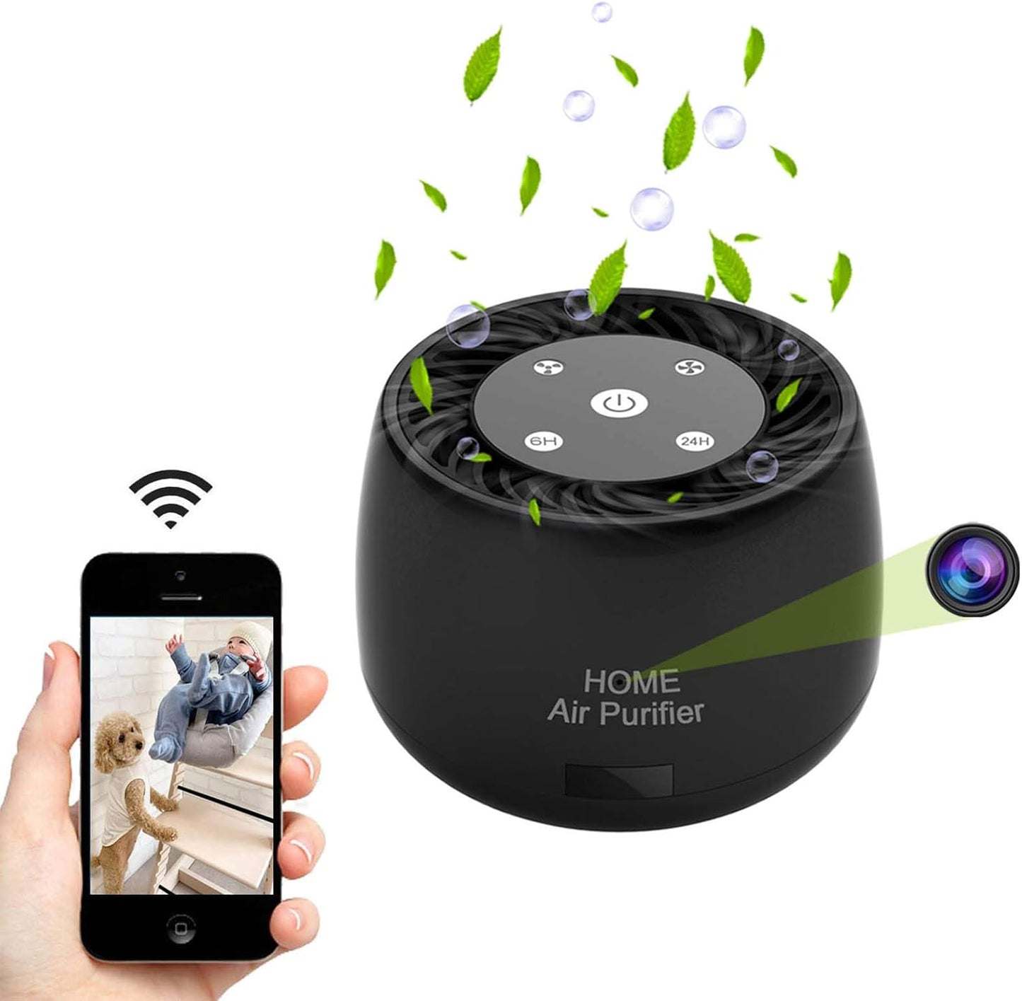 Wireless-WiFi-Security-Mini-Camera, Real 1080P Full HD with Night Vision and Motion Detection Recording, 2-IN-1 Real-time Monitoring for Home/Office, Work with IOS&Android APP(Support 2.4G and 5G)