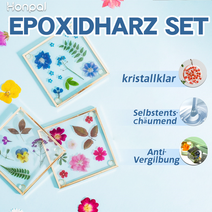Jookace Epoxidharz Set Anfänger 2000ml Gießharz Set Ratio 1:1 für DIY-Kunst, Schmuck, Tumbler Handwerk, Undersetzer, Flusstische, Mit Formen, 6 Pigment (1000ml x 2)