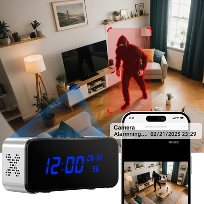 Hidden Camera Clock with Bluetooth Speaker Spy Camera with Audio and Full HD Video for Indoor, Office, Store