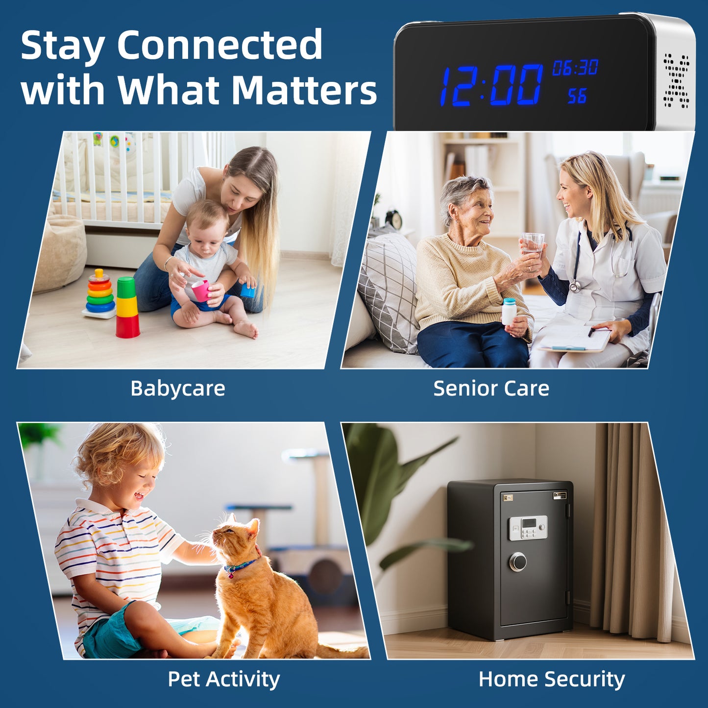 Hidden Camera Clock with Bluetooth Speaker Spy Camera with Audio and Full HD Video for Indoor, Office, Store
