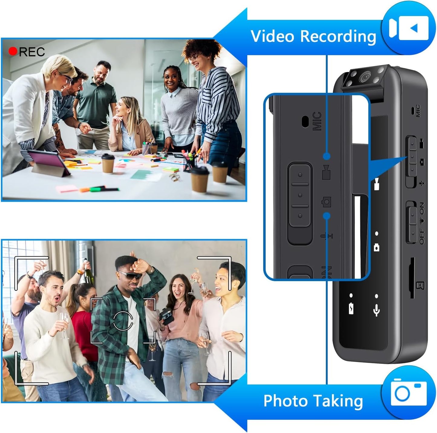 64GB Mini Body Camera,1080P Wearable Patrol Video Recording Camcorder with IR Night Vision, 5-Hour Battery & 180° Rotating Lens – Small Wearable Cam for Security, Police, and Outdoor Use