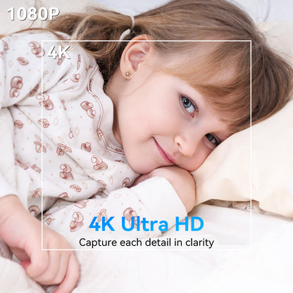 4K Invisible Spy Camera, Mini Hidden Camera, Micro Nanny Cam with Microphone / 64GB / Long Battery Life (Motion Detection)