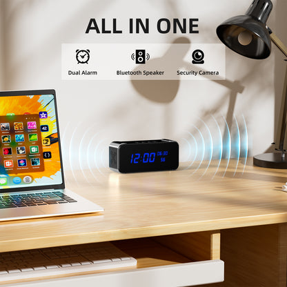 Hidden Camera Clock with Bluetooth Speaker Spy Camera with Audio and Full HD Video for Indoor, Office, Store