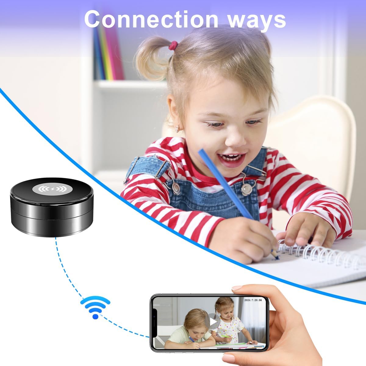 Hidden Spy Camera WiFi 1080P with Wireless Charger,Motion Activated,Nanny Spy Cam with 160°Viewing Angle, Security Camera for Home Office Store