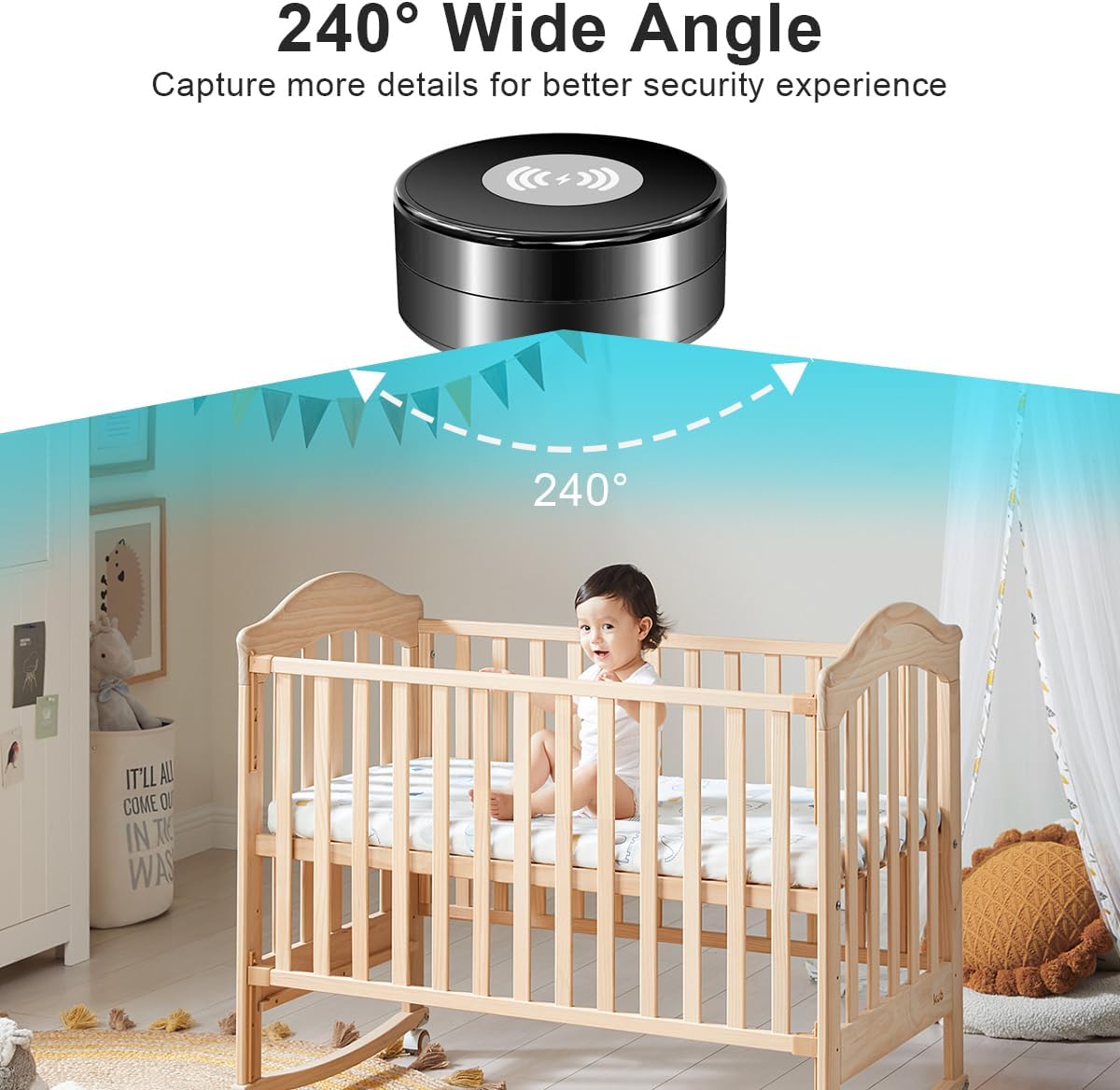 Hidden Spy Camera WiFi 1080P with Wireless Charger,Motion Activated,Nanny Spy Cam with 160°Viewing Angle, Security Camera for Home Office Store