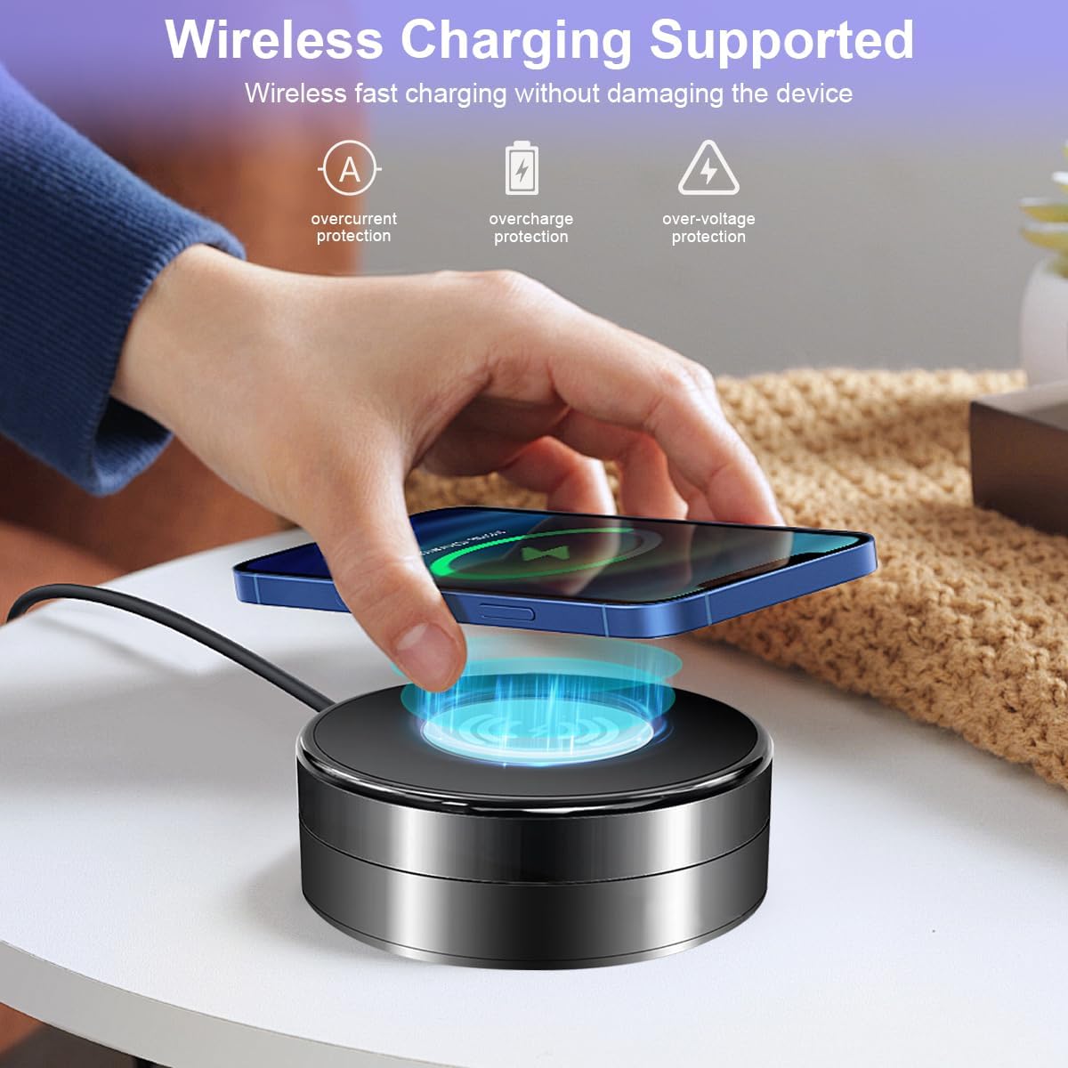 Hidden Spy Camera WiFi 1080P with Wireless Charger,Motion Activated,Nanny Spy Cam with 160°Viewing Angle, Security Camera for Home Office Store