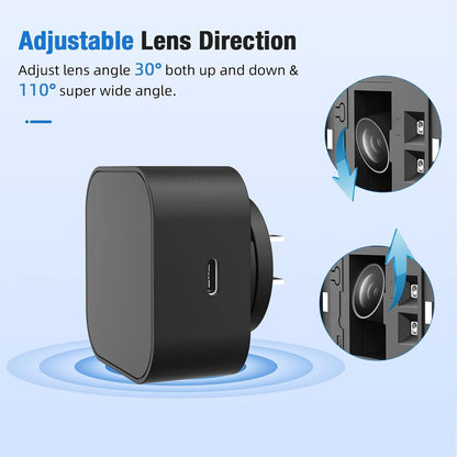 Hidden Camera Charger, 170° Wide Angle 1080p Night Vision/Motion Detection/Free App Remote Control/SD Storage/2.4G WiFi/Nanny Cam Hidden Camera for Home Security Indoor