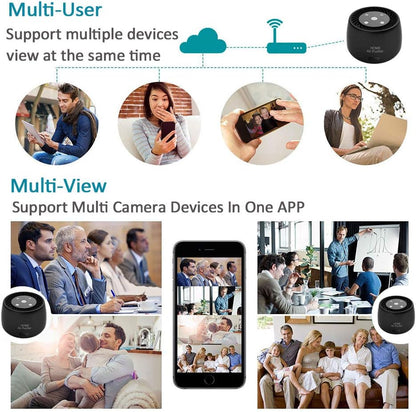 Wireless-WiFi-Security-Mini-Camera, Real 1080P Full HD with Night Vision and Motion Detection Recording, 2-IN-1 Real-time Monitoring for Home/Office, Work with IOS&Android APP(Support 2.4G and 5G)