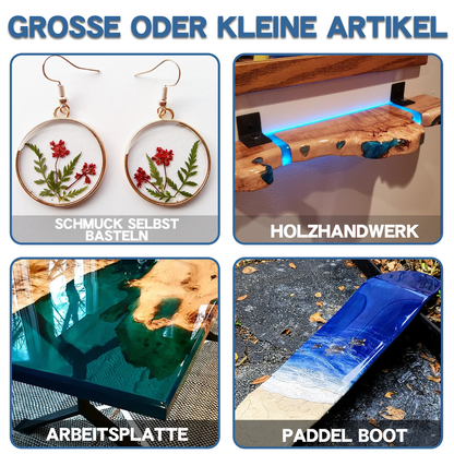 Jookace Epoxidharz Set Anfänger 2000ml Gießharz Set Ratio 1:1 für DIY-Kunst, Schmuck, Tumbler Handwerk, Undersetzer, Flusstische, Mit Formen, 6 Pigment (1000ml x 2)