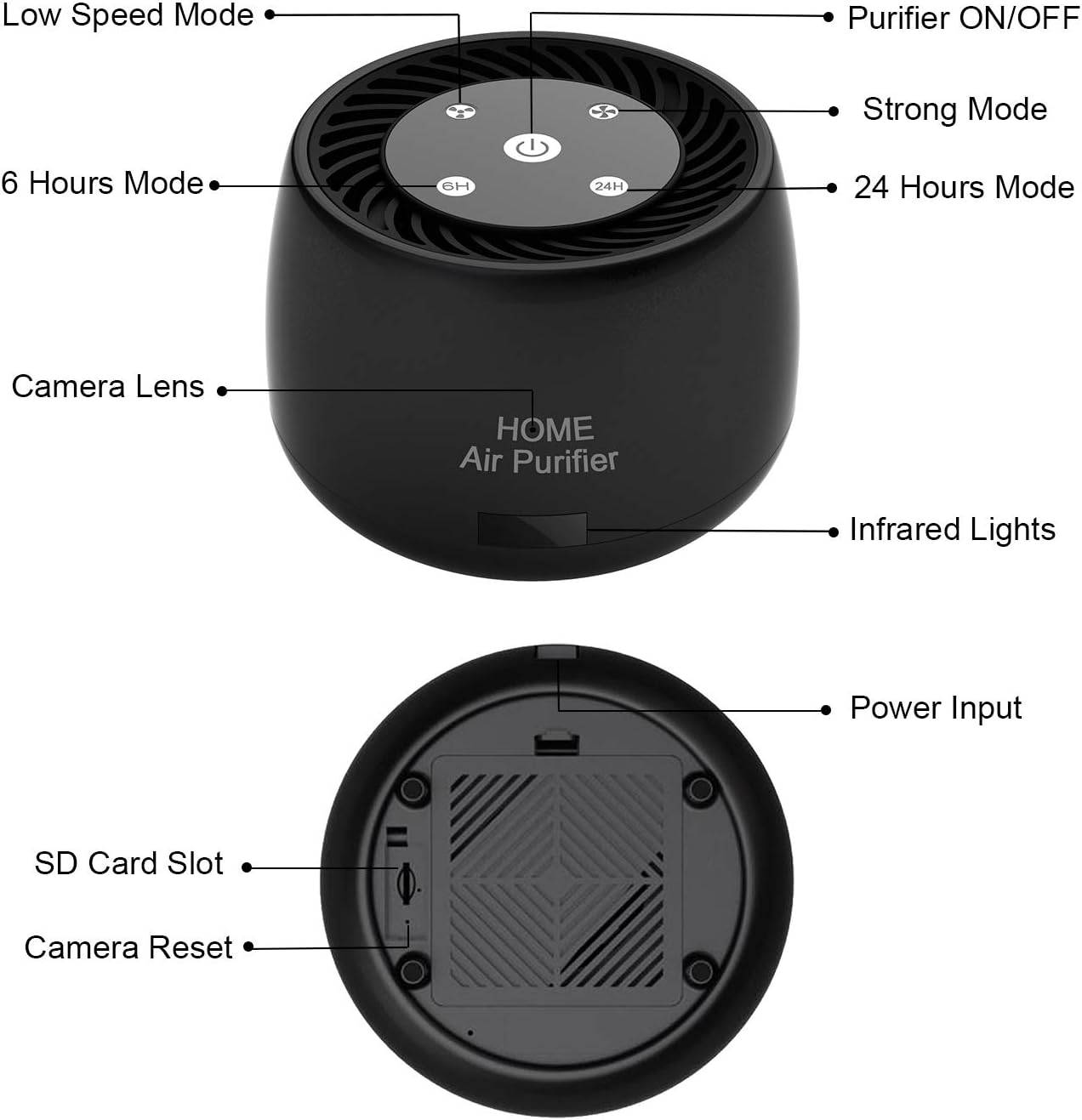 Wireless-WiFi-Security-Mini-Camera, Real 1080P Full HD with Night Vision and Motion Detection Recording, 2-IN-1 Real-time Monitoring for Home/Office, Work with IOS&Android APP(Support 2.4G and 5G)
